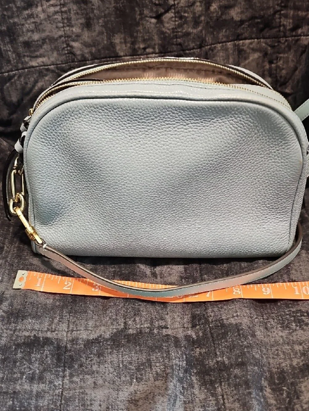 kate spade light blue cat-print pebble leather crossbody - Picture 2 of 10